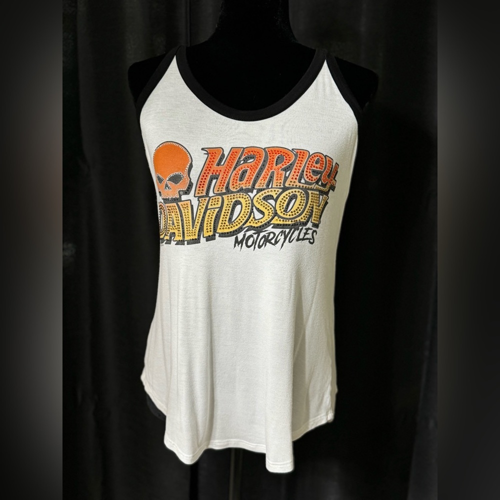 Harley-Davidson, Women's Go Harley Go Sleeveless Scoop Neck Tank Top - Ivory